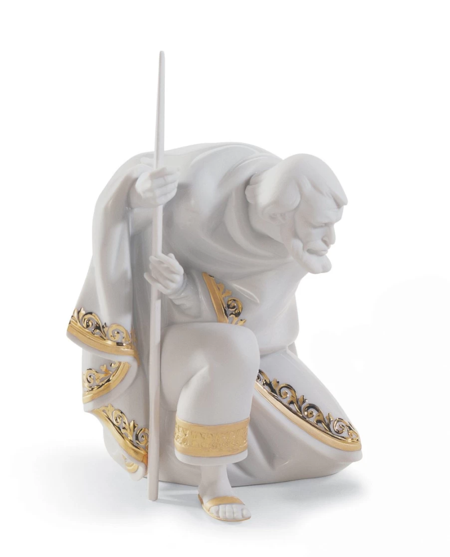 Lladró Golden Lustre Saint Joseph Nativity Figurine - Handcrafted Porcelain Statue