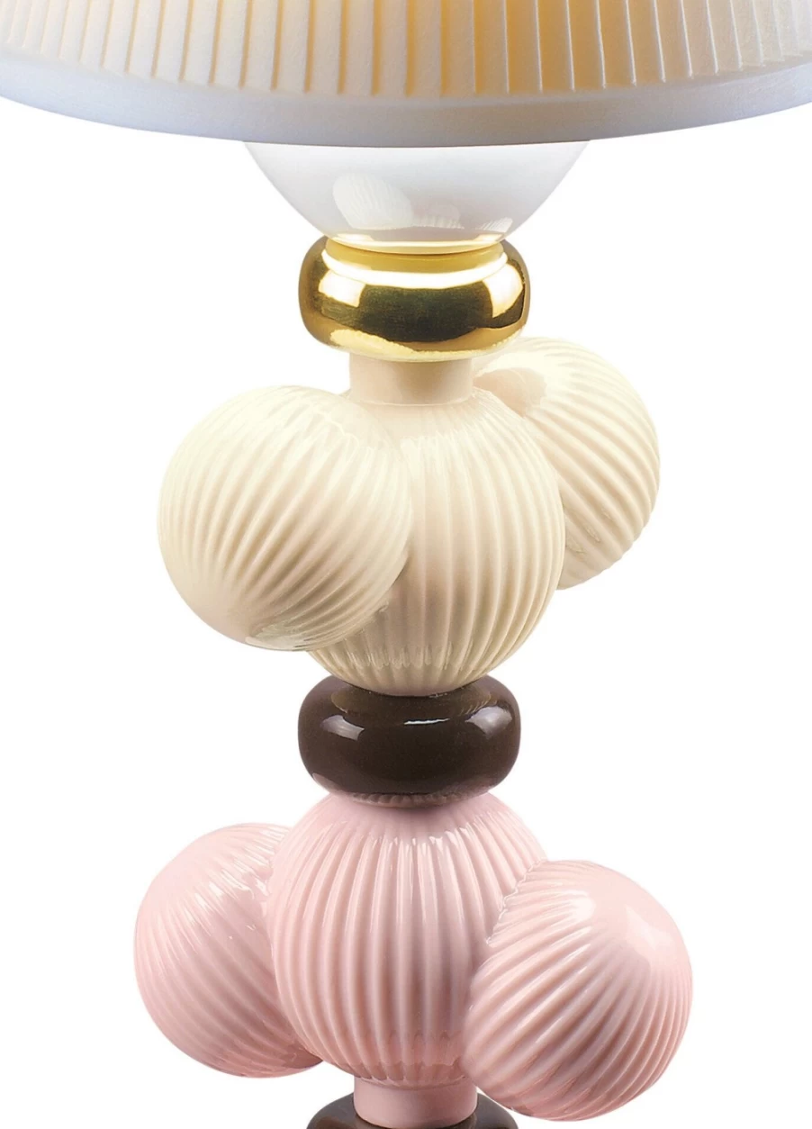Lladró Cactus Firefly Golden Fall Table Lamp in Pink - Handcrafted Ceramic Night Light