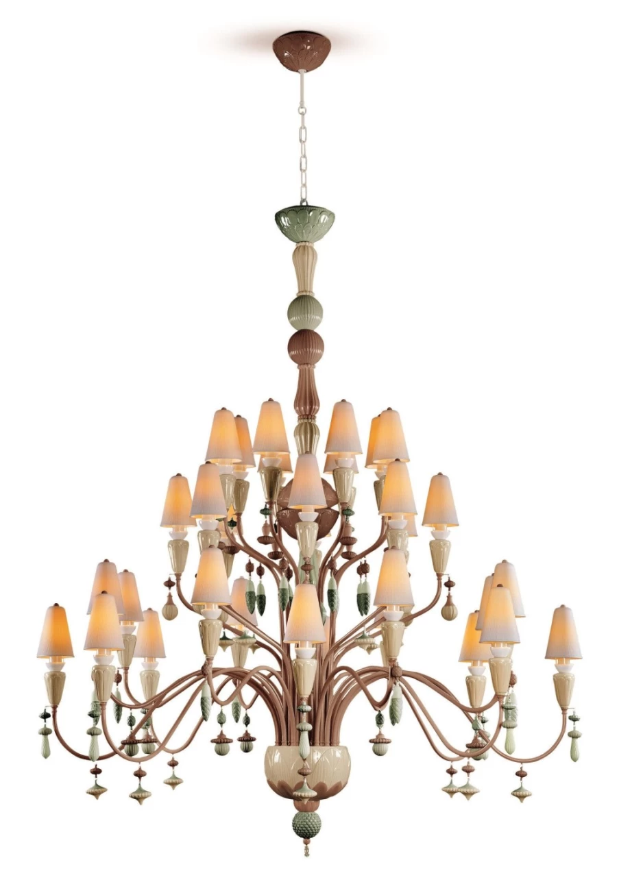 Lladró Large Ivy And Seed 32-Light Chandelier with Spices Design