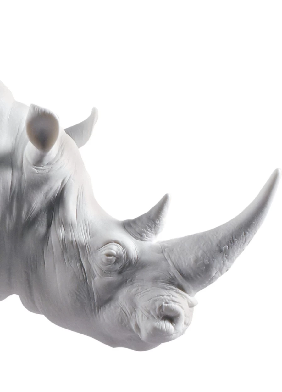 Lladró White Rhino Porcelain Figurine - Handcrafted Matt Finish Collectible Statue