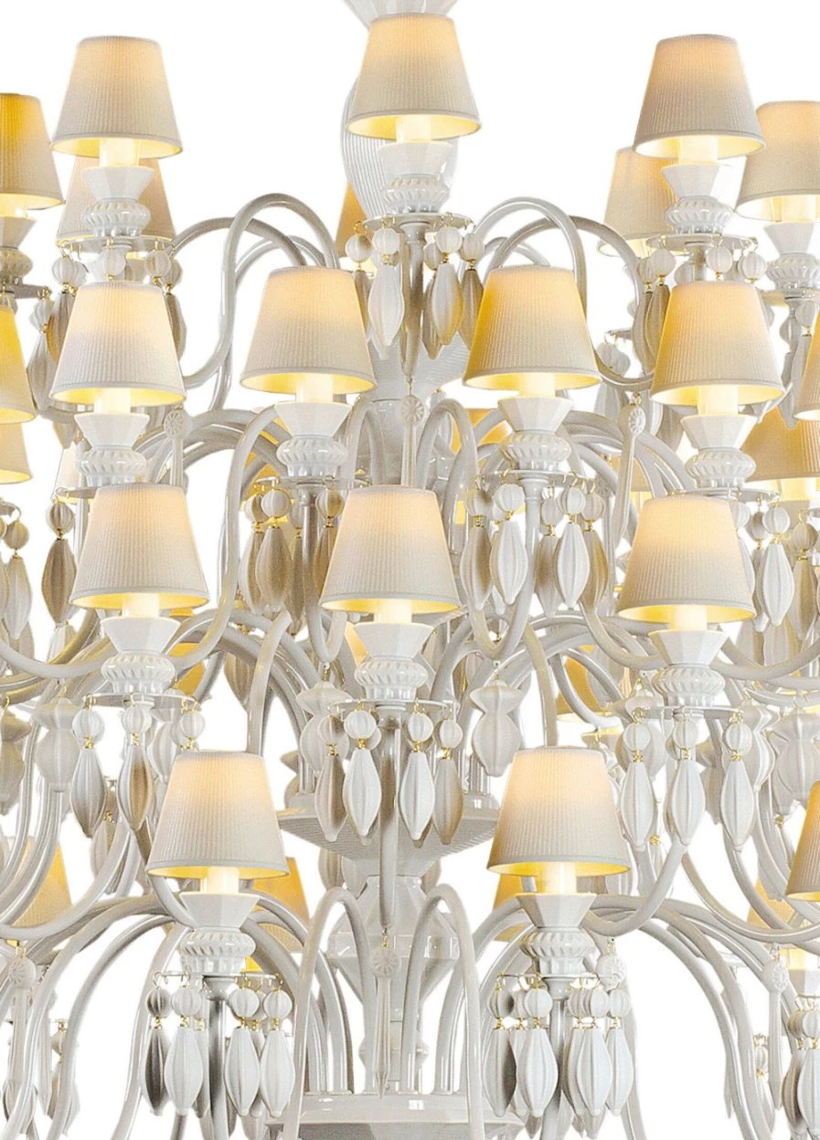 Lladró Belle De Nuit 56-Light Crystal Chandelier in White | Elegant Ceiling Lighting Fixture