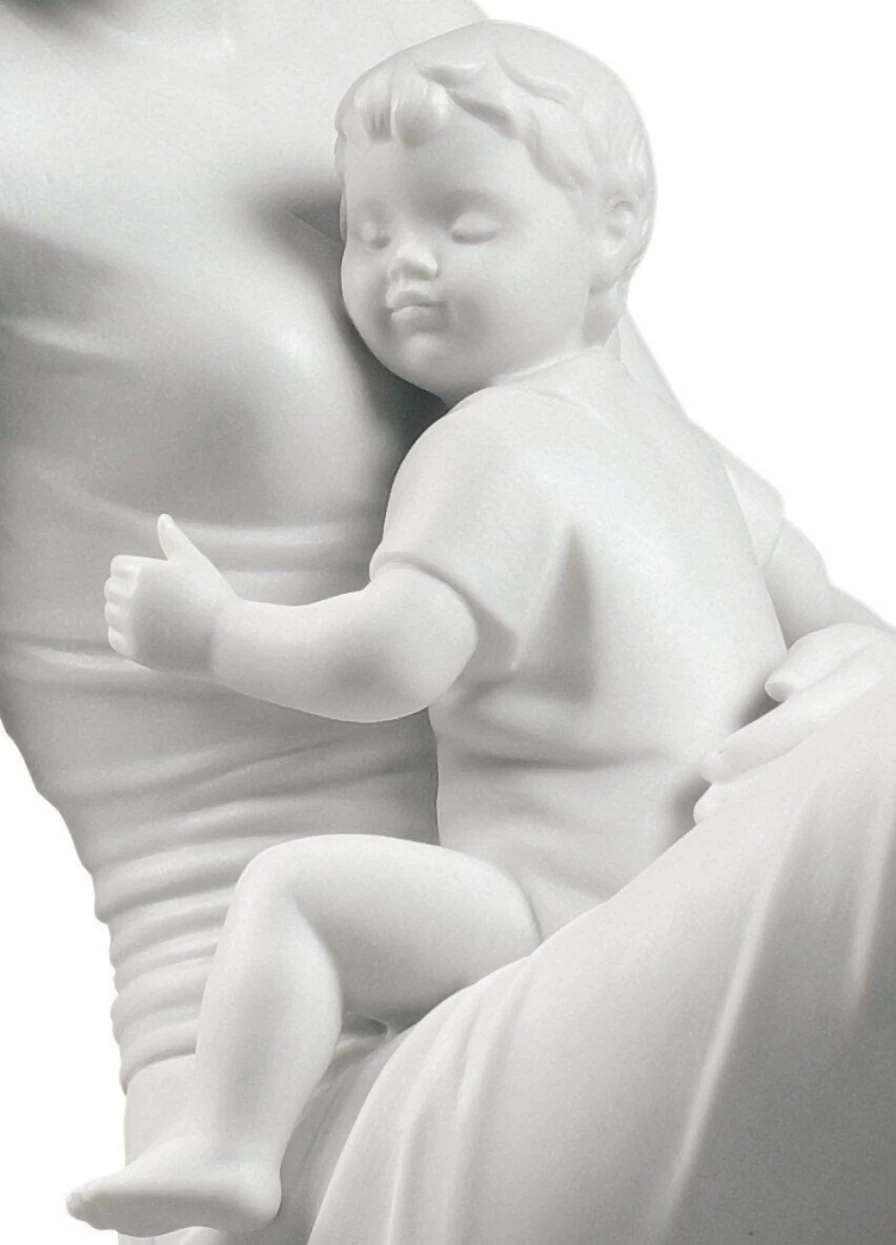 Lladró Matte White Porcelain Mother'S Love Figurine - Elegant Collectible Statue