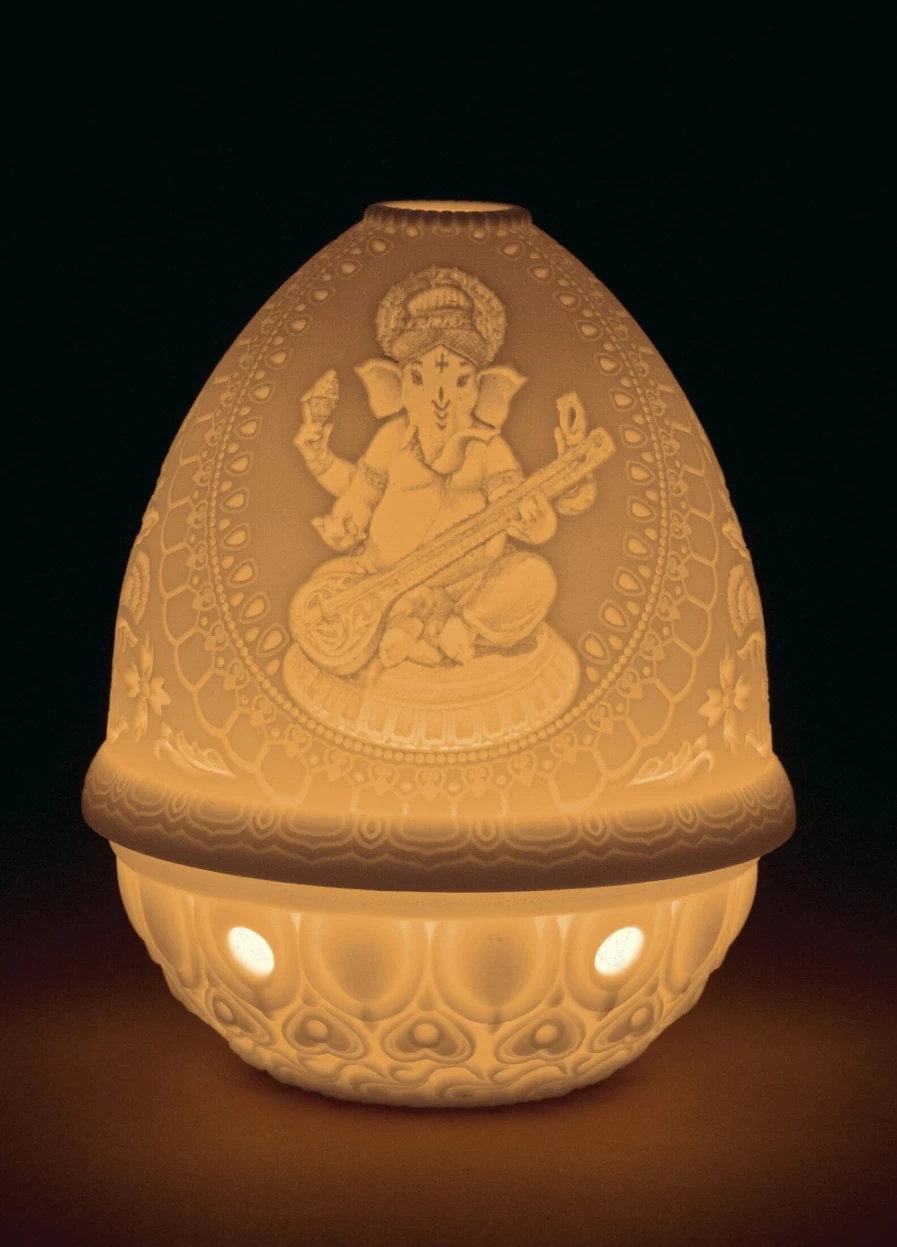 Lladró Veena Ganesha Lithophane Night Light - Handcrafted Divine Decor
