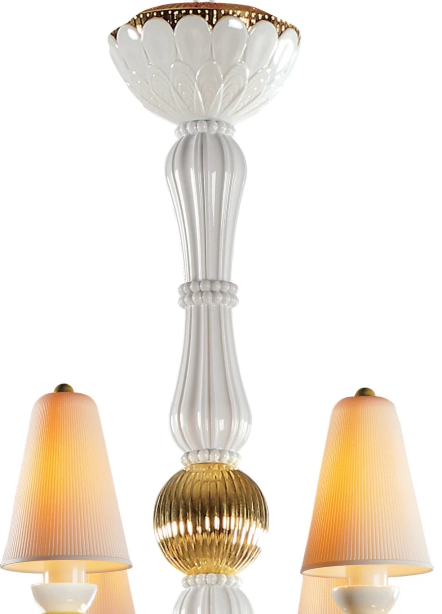 Lladró Golden Ivy And Seed 8-Light Chandelier – Elegant Crystal Ceiling Light for Dining Room