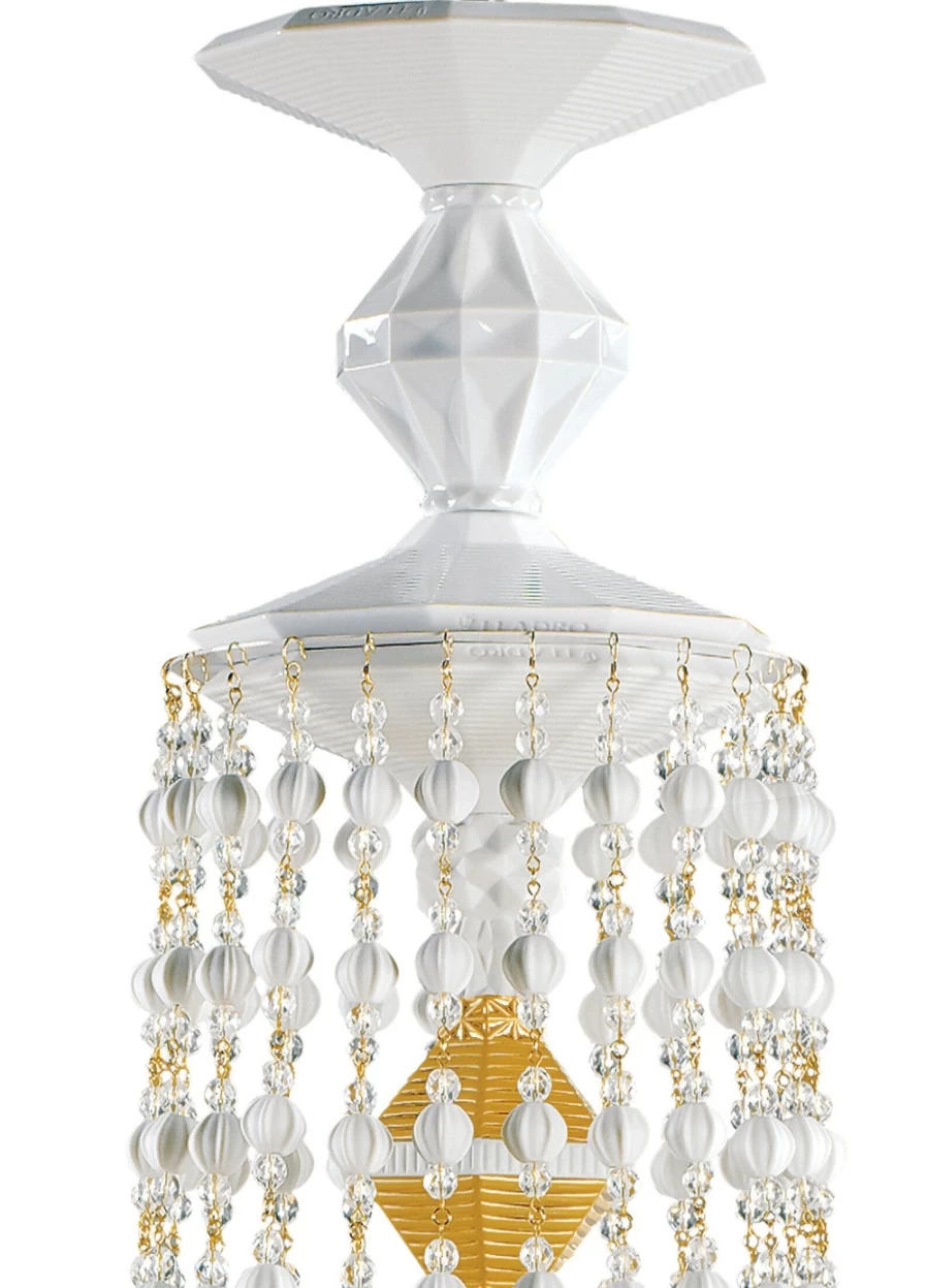 Lladró Winter Palace 6-Light Golden Chandelier – Elegant Crystal Ceiling Light for Dining Room