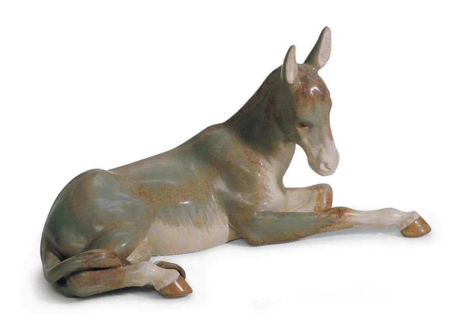 Lladró Donkey Nativity Figurine – Handcrafted Gres Porcelain Christmas Decor