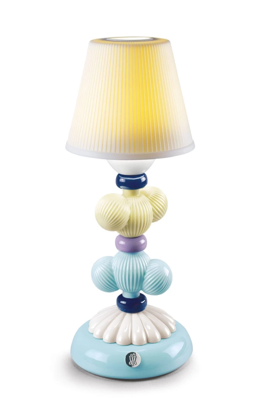 Lladró Cactus Firefly Table Lamp - Handcrafted Yellow and Blue Ceramic Night Light