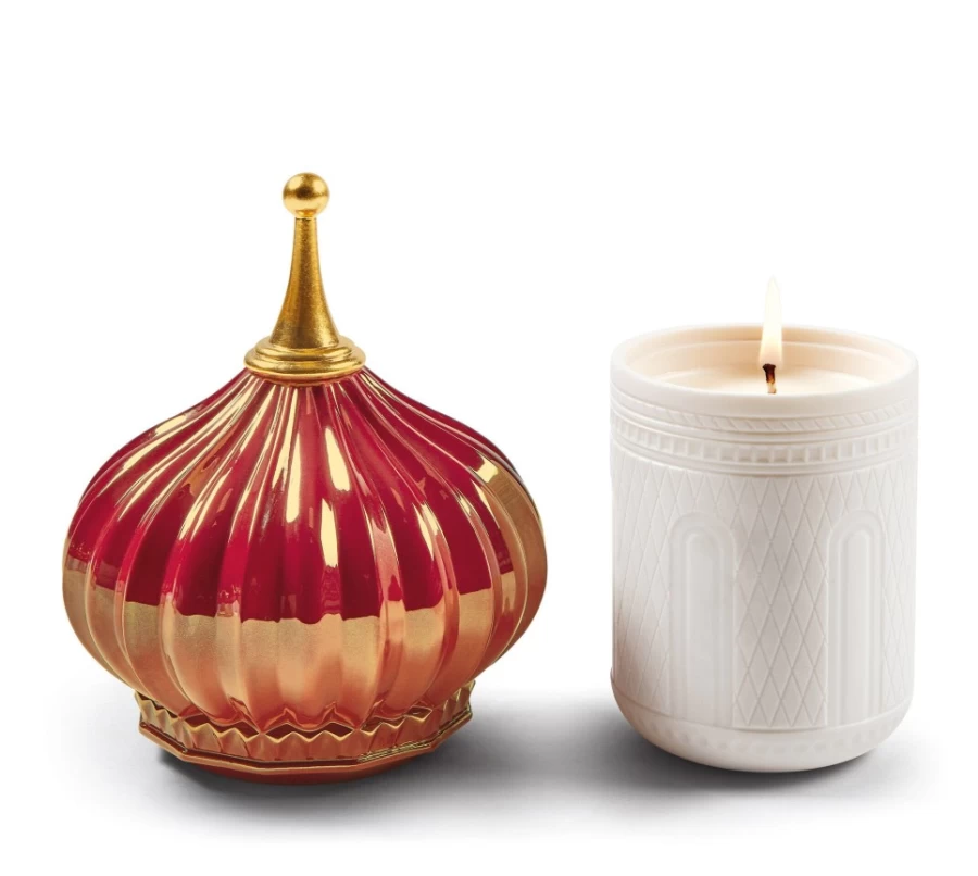 Lladró North Tower Candle 1001 Lights - Ruby Red, Night Approaches Scented Home Decor