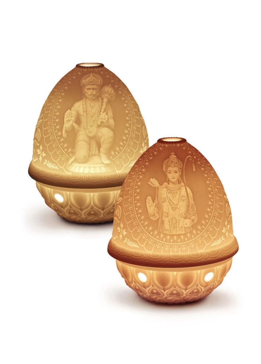 "Lladró Handcrafted Hanuman & Lord Rama Porcelain Figurine Set – Collector’s Edition"