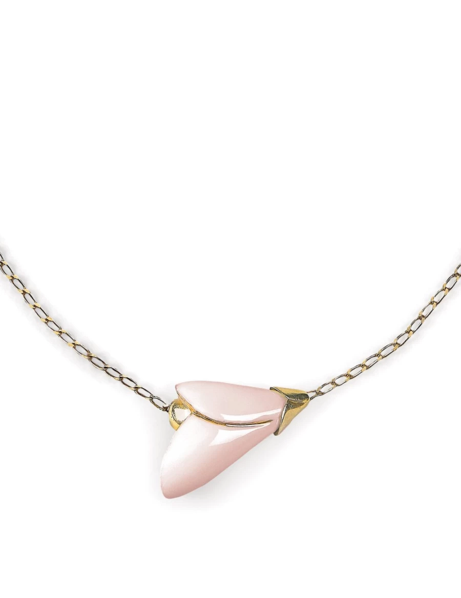 Lladró Heliconia Pink Porcelain Pendant - Handcrafted Floral Jewelry