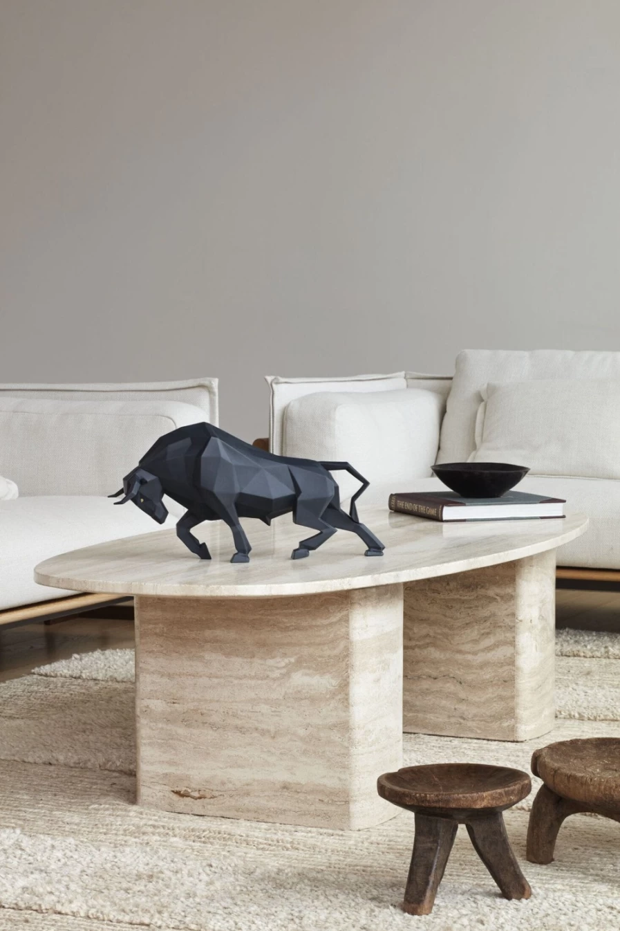 Lladró Matte Black Bull Sculpture - Elegant Collectible Art Figurine