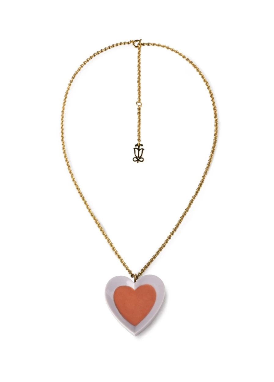 Lladró Violet & Red Hearts Pendant - Elegant Porcelain Jewelry
