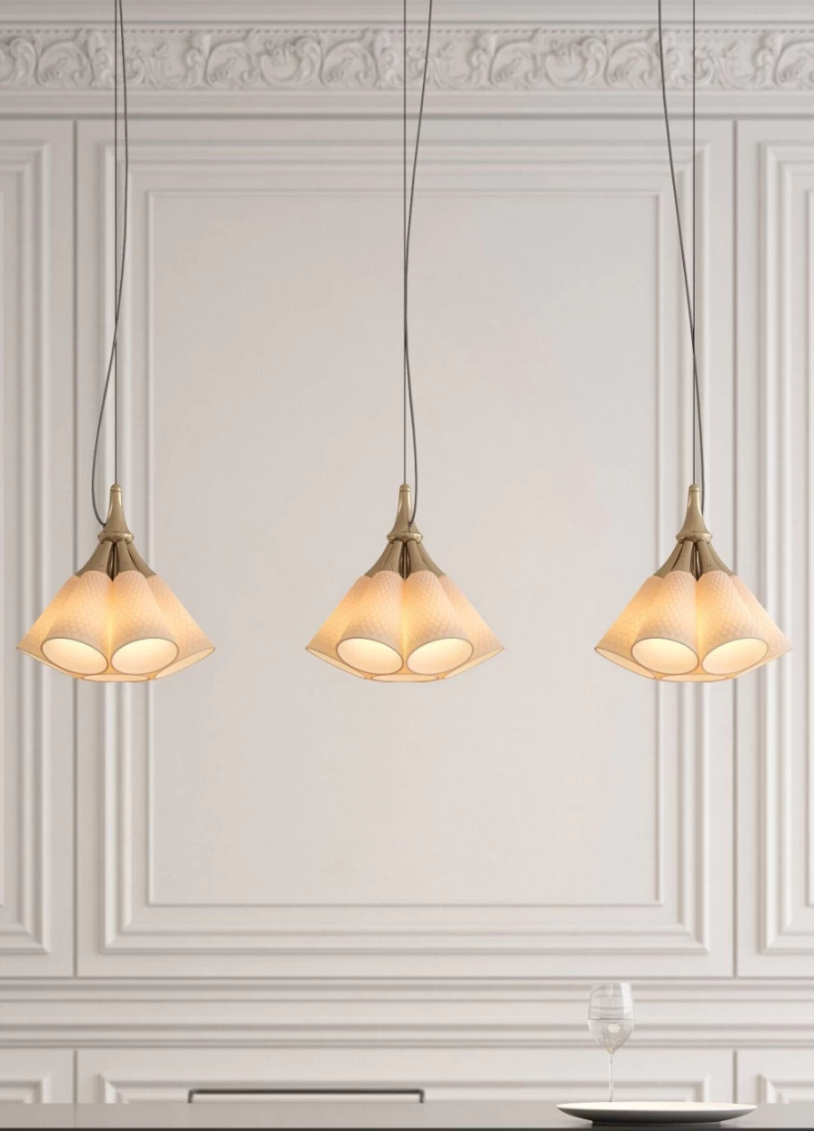 Lladró Gold Hanging Lamp – Elegant Jamz Ceiling Light for Modern Decor