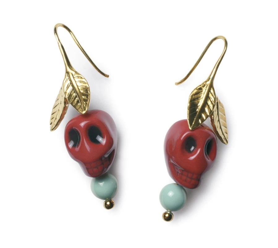 Lladró Frida Kahlo Inspired Skull Earrings – Handcrafted Artistic Jewelry