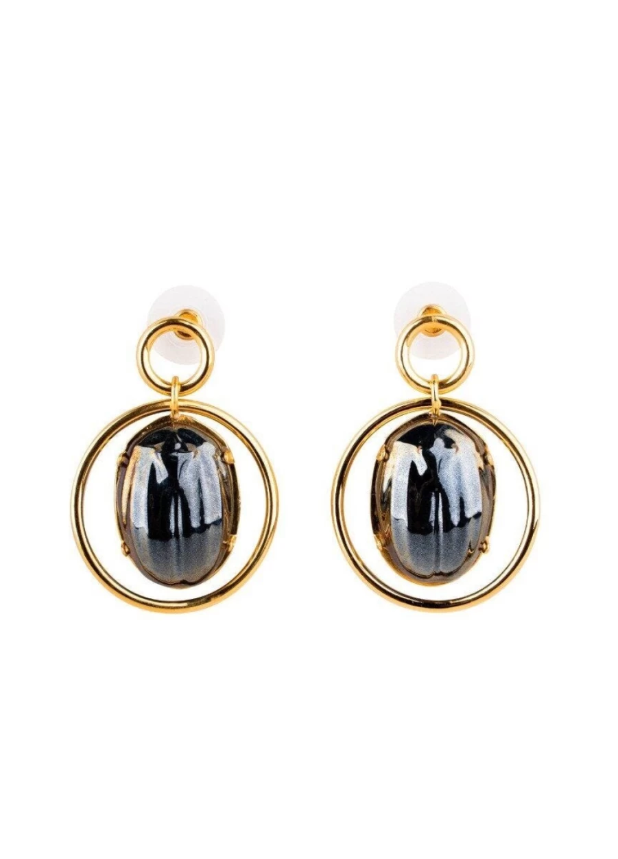 Lladró Scarab Beetle Elegant Porcelain Earrings – Handcrafted Artistic Jewelry