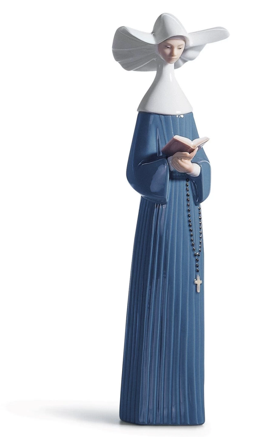 Lladró Prayerful Moment Nun Figurine - Handcrafted Porcelain Religious Statue