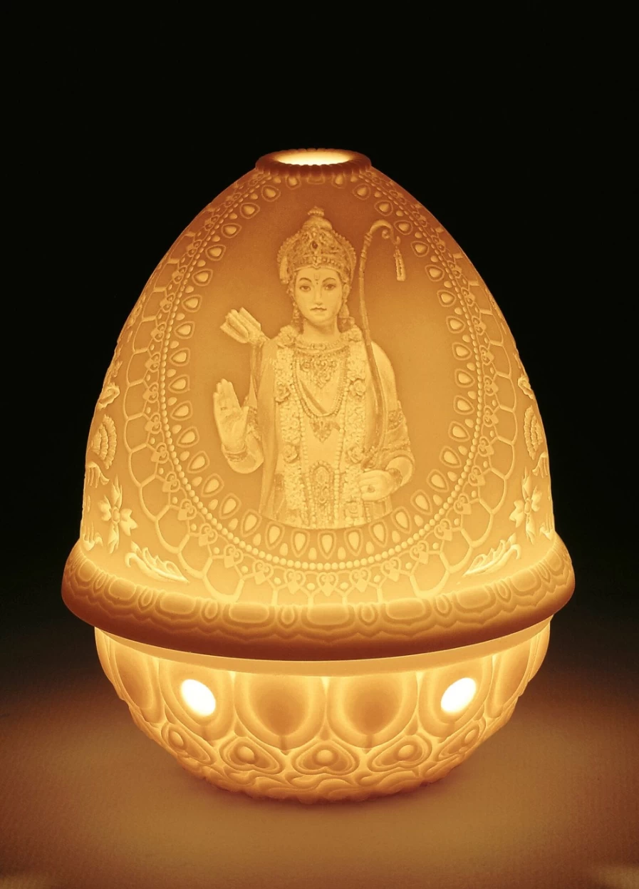 Lladró Rechargeable LED Lord Rama Lithophane Night Light - Handcrafted Religious Home Decor