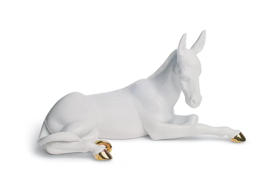 Lladró Golden Donkey Nativity Figurine - Handcrafted Christmas Decor