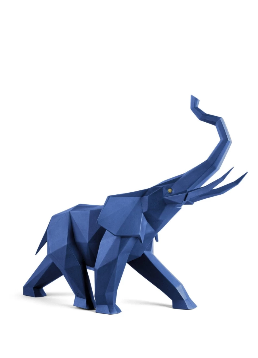 Lladró Blue Elephant Porcelain Sculpture – Handcrafted Collectible Figurine