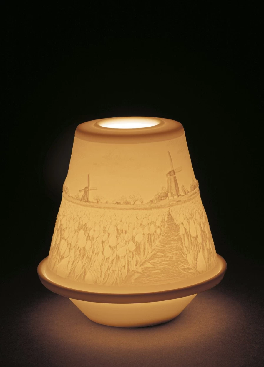 "Lladró Tulips In Spring Lithophane Night Light - Handcrafted Porcelain Art"