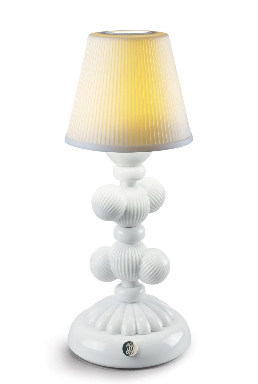 Lladró White Cactus Firefly Table Lamp – Elegant Ceramic Night Light for Home Decor