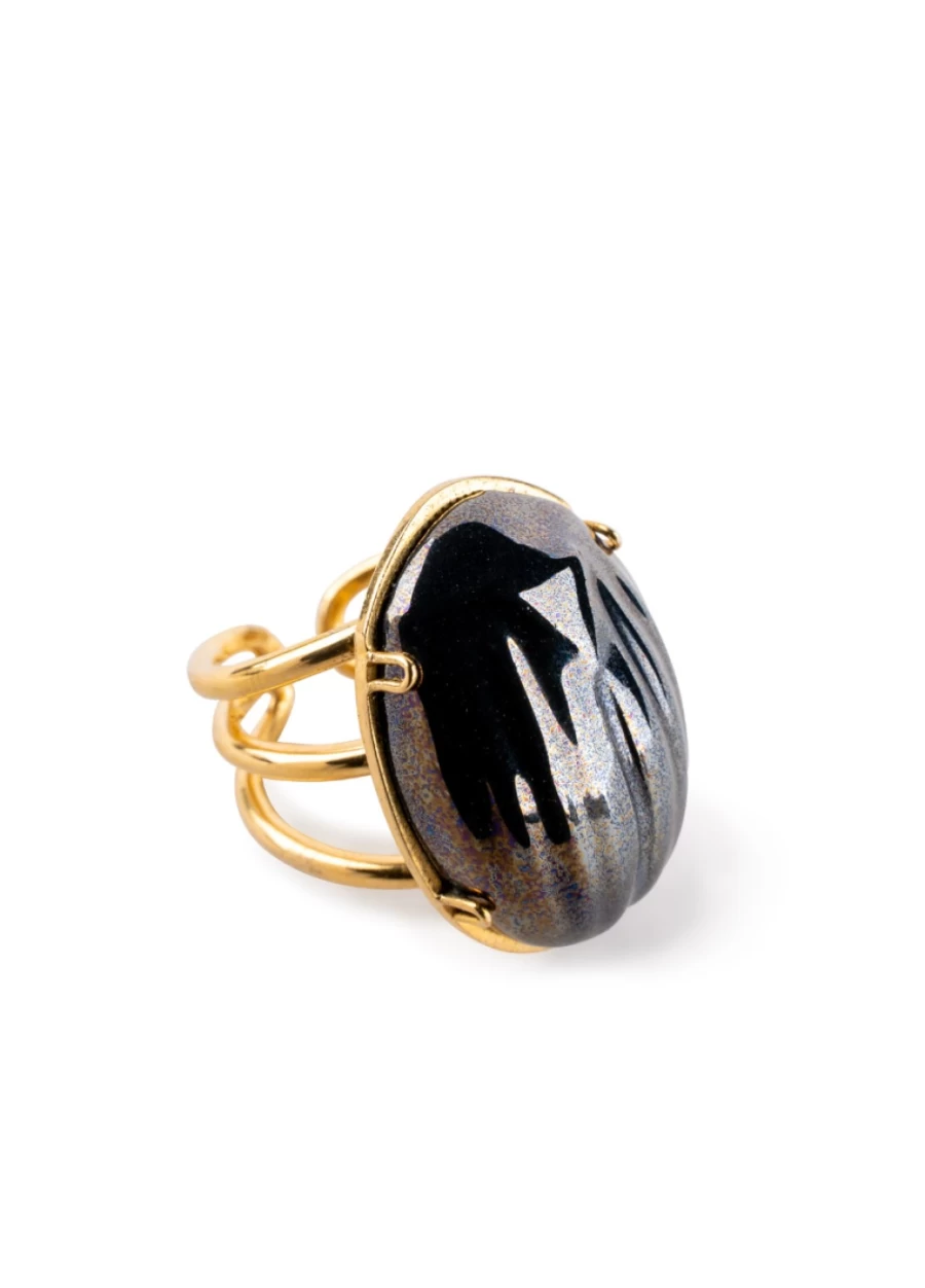 Lladró Scarab Sterling Silver Ring - Handcrafted Egyptian Beetle Jewelry