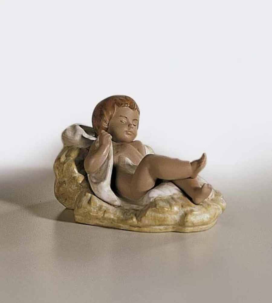 Lladró Baby Jesus Nativity Figurine - Handcrafted Gres Porcelain Christmas Creche Statue