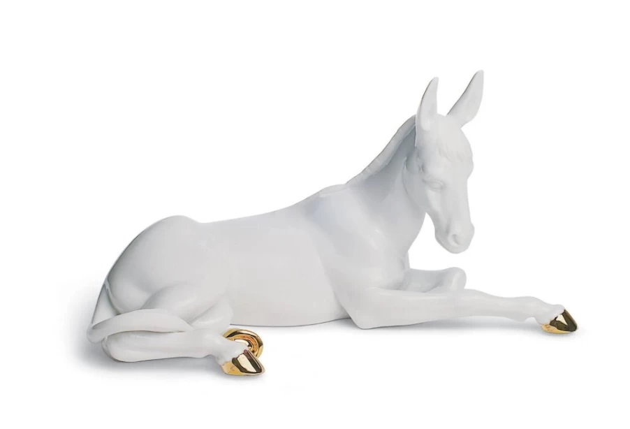 "Lladró Ox & Donkey Figurine Set – Handcrafted Porcelain Animal Sculptures"
