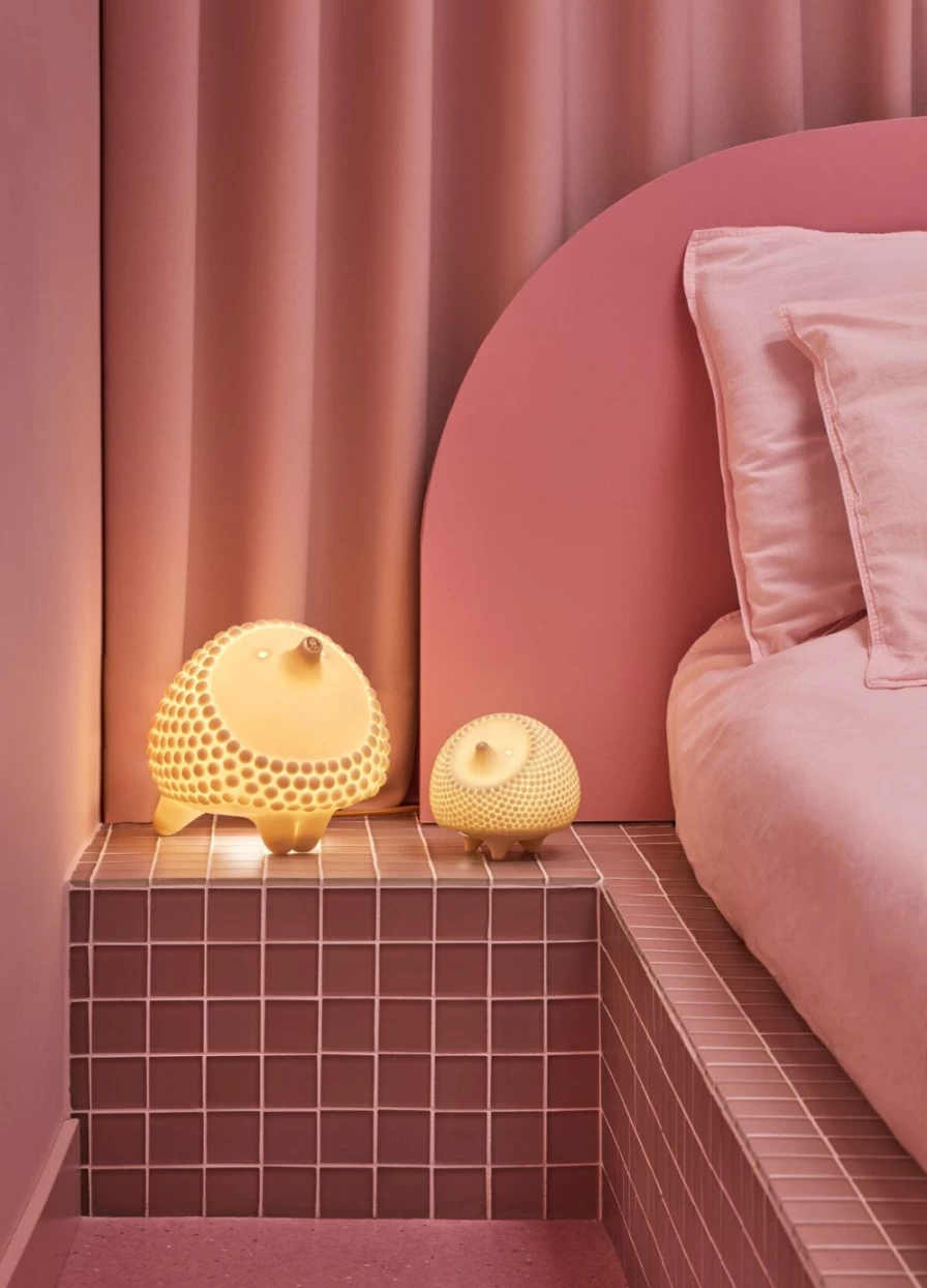 Lladró Hedgehog Table Lamp - Handcrafted Porcelain Night Light for Home Decor (USA)