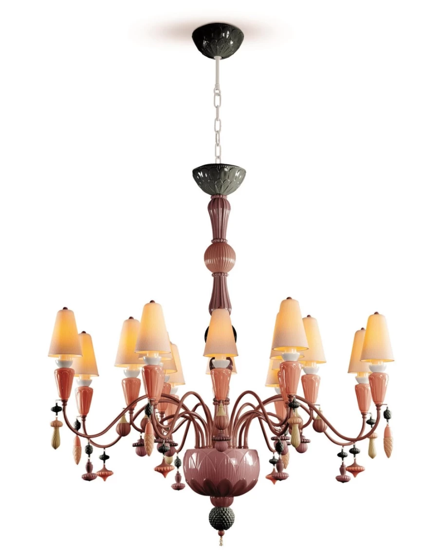 Lladró Red Coral 16-Light Chandelier - Medium Flat Model by Ivy And Seed