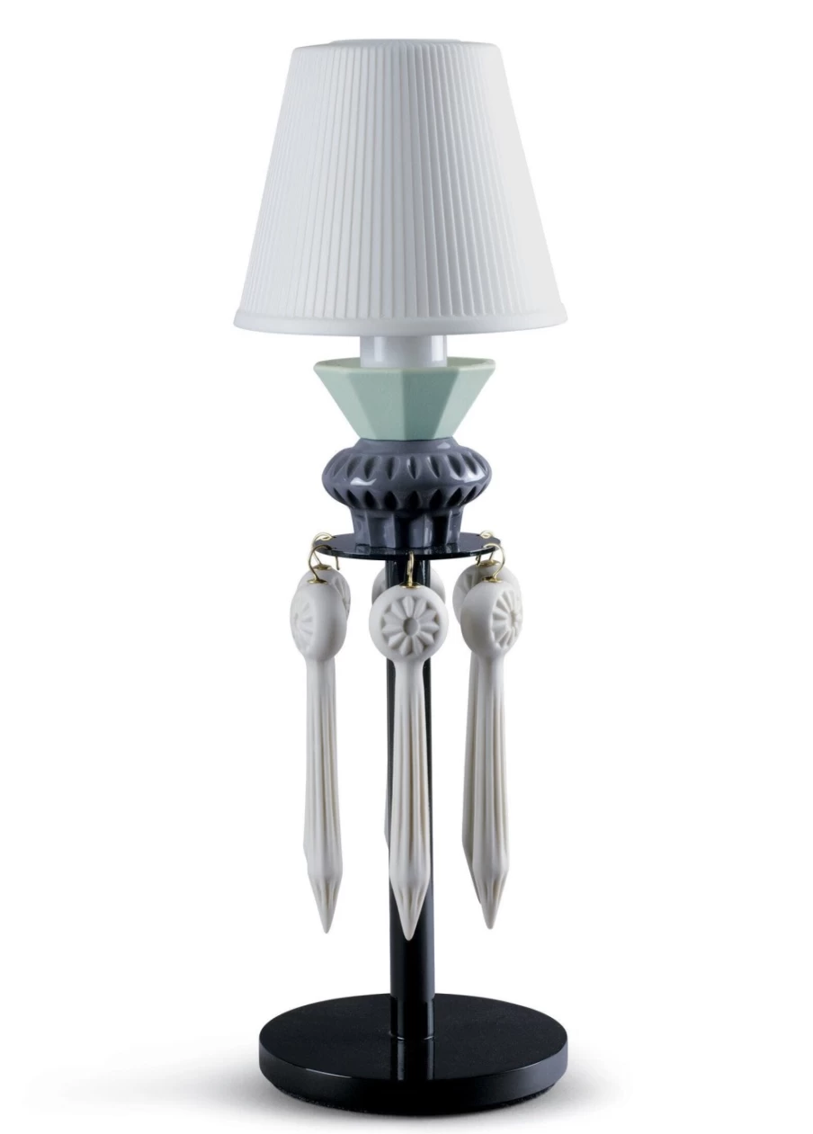 Lladró Belle De Nuit Lithophane Table Lamp with Tears - Black Elegant Night Light