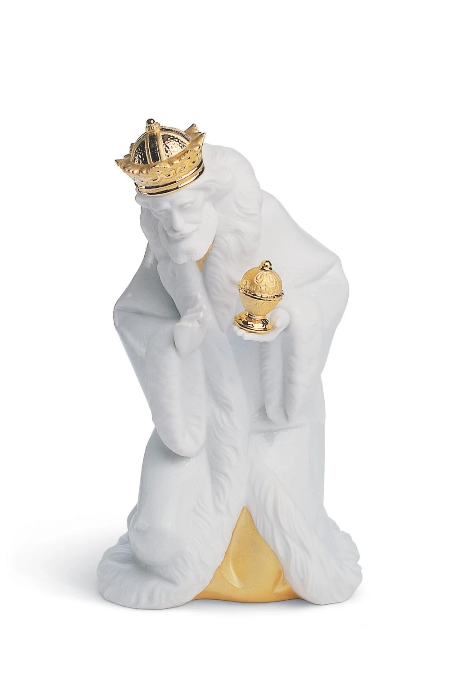 Lladró Golden King Melchior Nativity Figurine – Handcrafted Porcelain Christmas Decoration