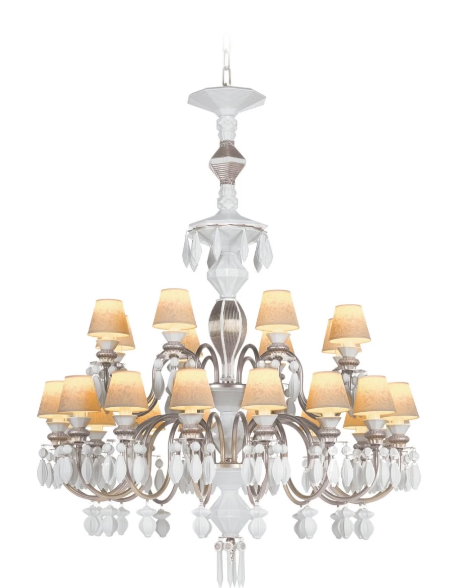 Lladró Belle De Nuit 24-Light Silver Luster Chandelier | Elegant Crystal Ceiling Light Fixture