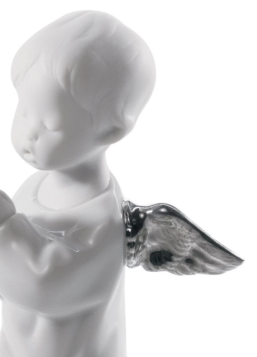 Lladró Silver Lustre Praying Angel Figurine - Elegant Collectible Statue