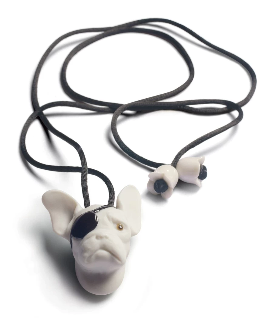 Lladró Corsair Bulldog Pendant - Handcrafted Porcelain Dog Jewelry