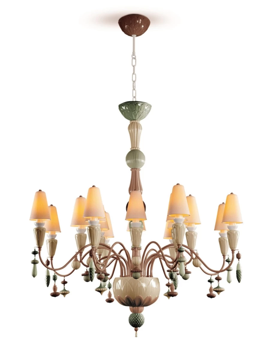 Lladró Ivy And Seed 16-Light Chandelier – Medium Flat Design with Spices Finish