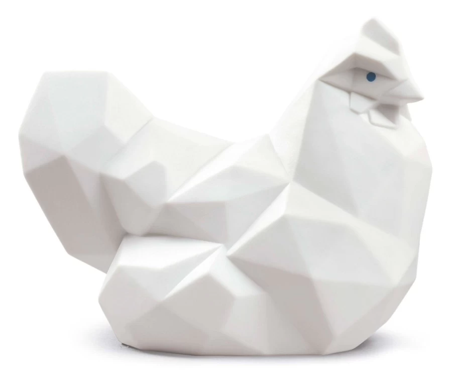 "Lladró Matte White Hen Figurine - Elegant Porcelain Home Decor"