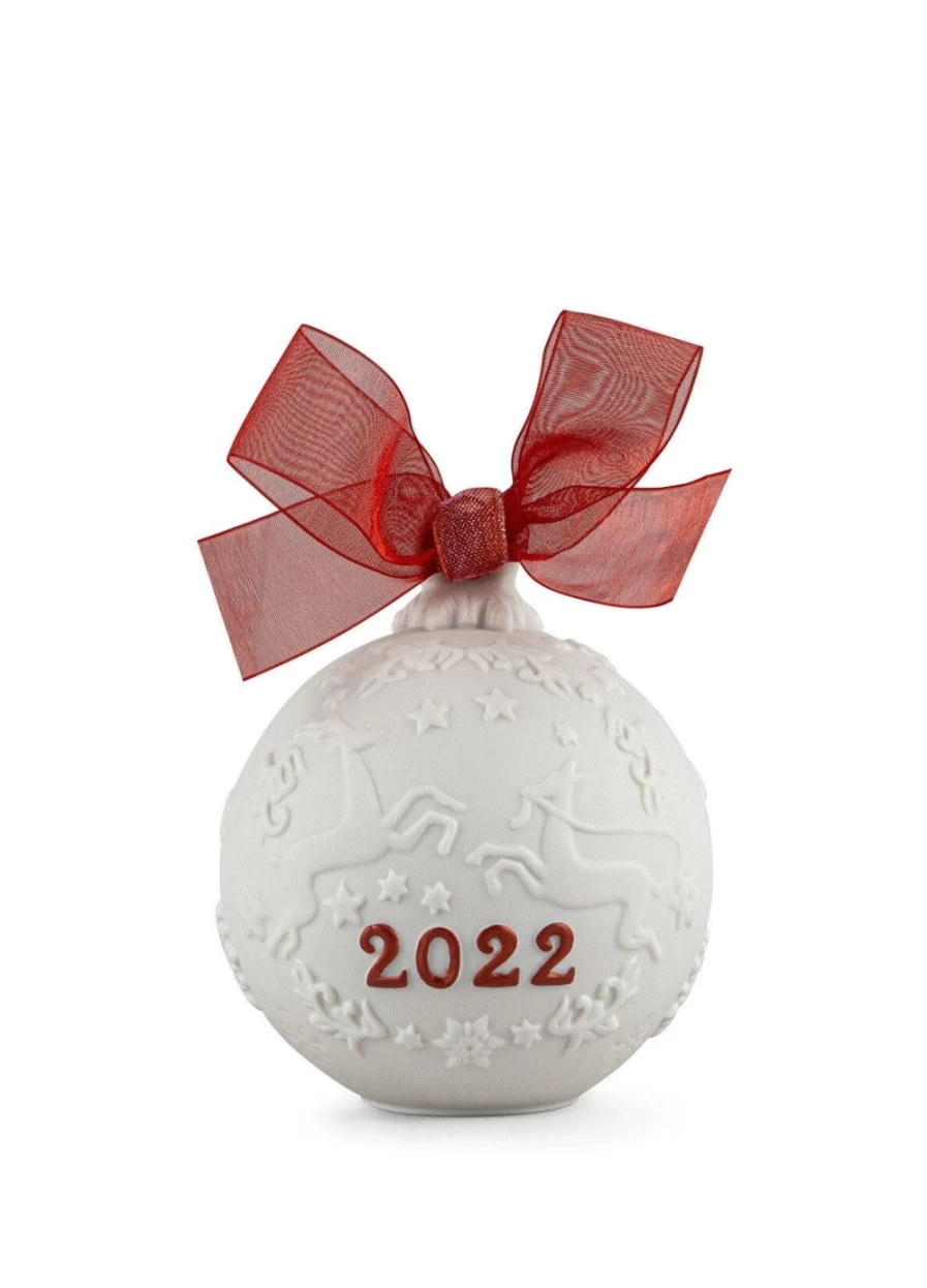Lladró 2022 Christmas Ball Ornament - Re-Deco Red Holiday Decoration