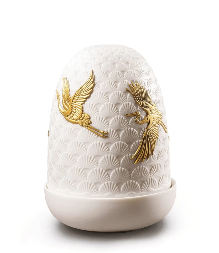 Lladró Dome Table Lamp - Elegant Crane Design Ceramic Light for Home Decor