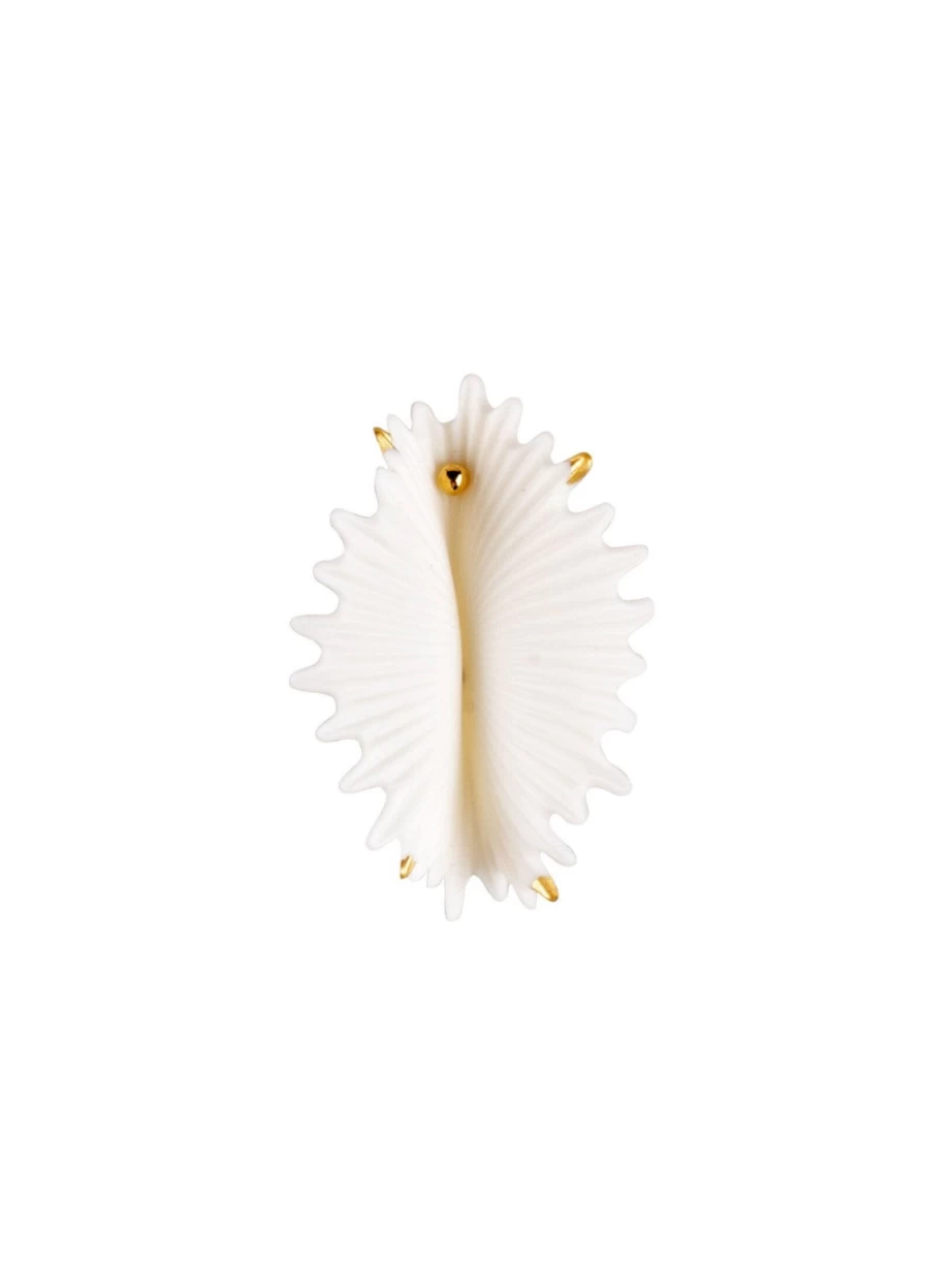 Lladró White and Gold Gloss Actinia Statement Earrings