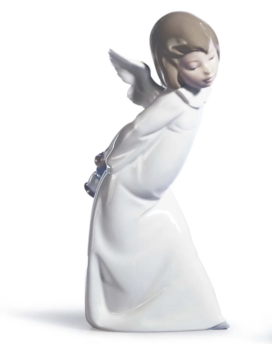 "Lladró Curious Angel Figurine - Exquisite Collectible Porcelain Statue"