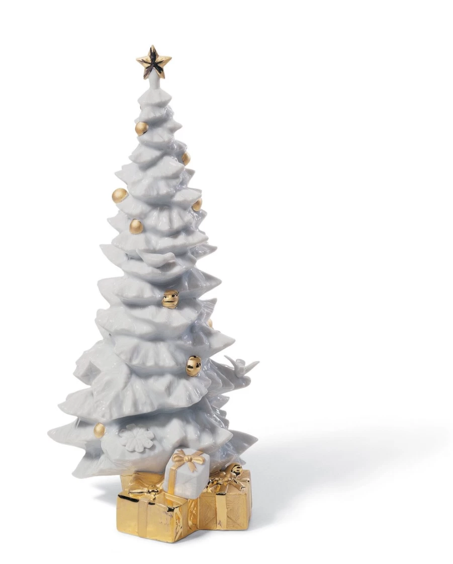 Lladró Golden Lustre Christmas Tree Figurine - Elegant Holiday Decoration