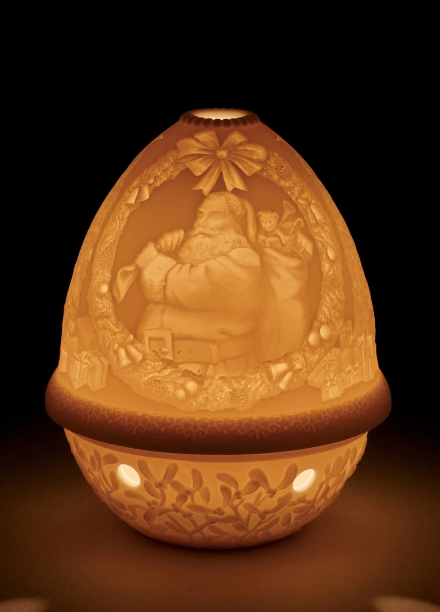 "Lladró Santa Claus Lithophane Night Light - Handcrafted Porcelain Christmas Decor"