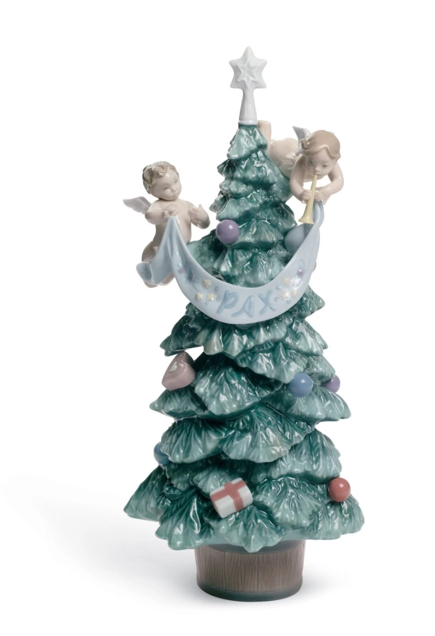 Lladró Evergreen Peace Tree Figurine - Handcrafted Porcelain Collectible