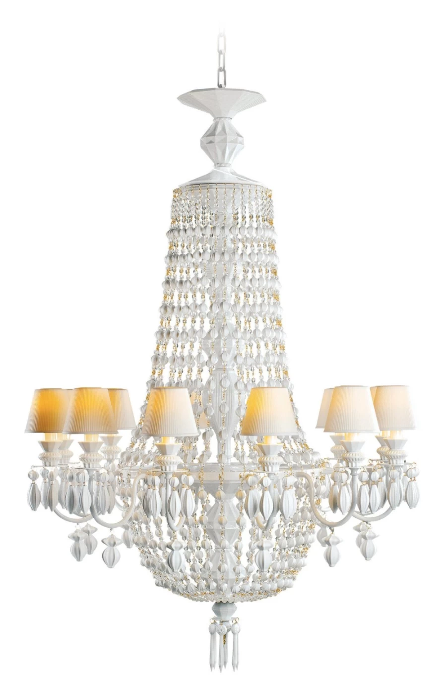 Lladró Winter Palace 12-Light White Chandelier – Elegant Crystal Ceiling Light for Dining Room
