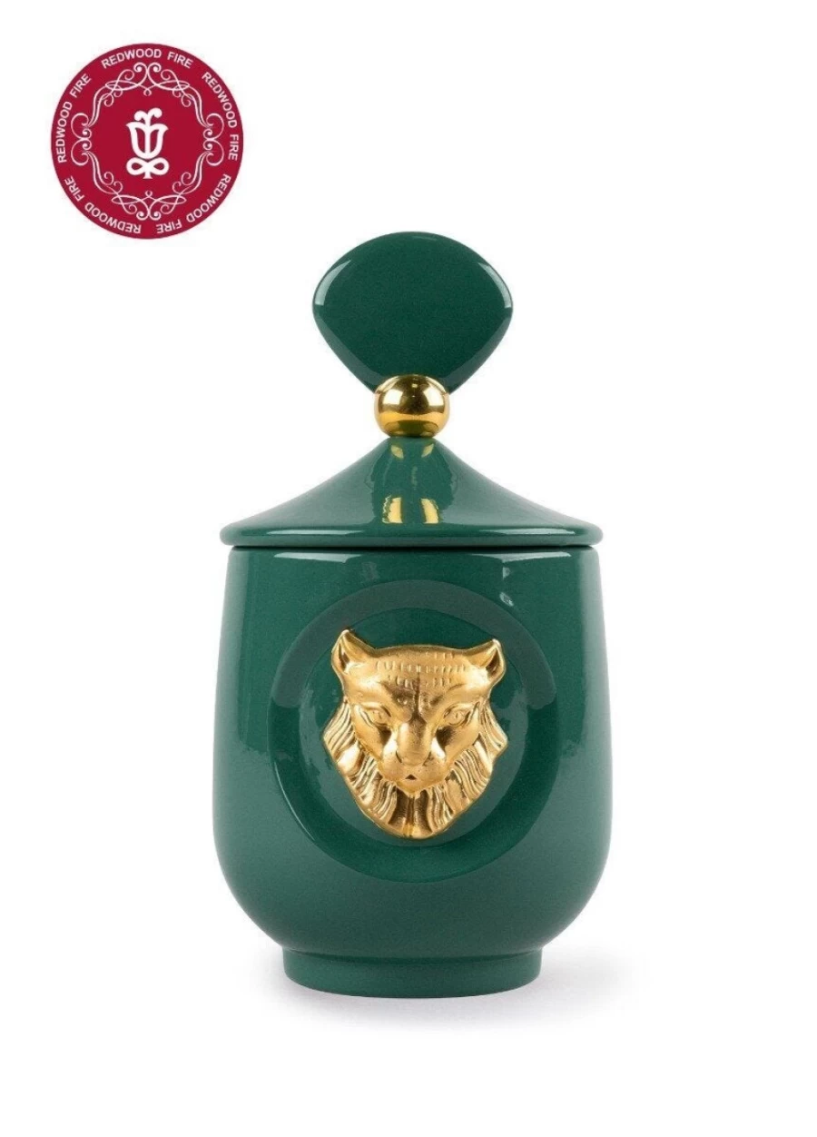 Lladró Lynx Scented Candle - Luxurious Redwood Fire Aroma for Home Decor