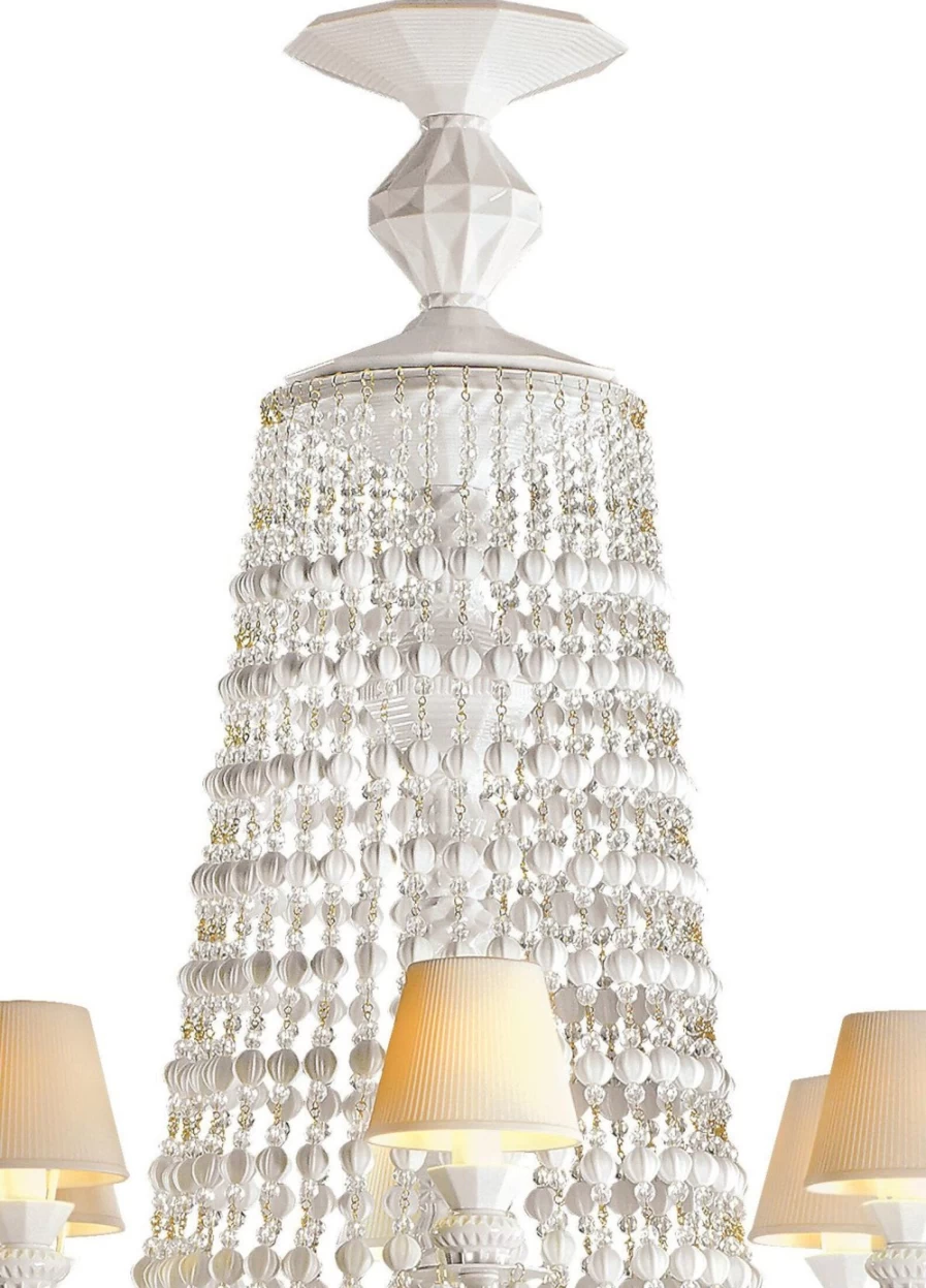 Lladró Winter Palace 30-Light White Chandelier – Elegant Crystal Ceiling Light for Dining Room