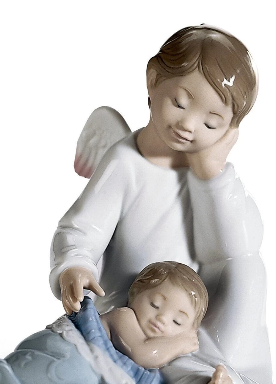 Lladró My Guardian Angel Blue Porcelain Figurine - Handcrafted Collectible Decorative Statue