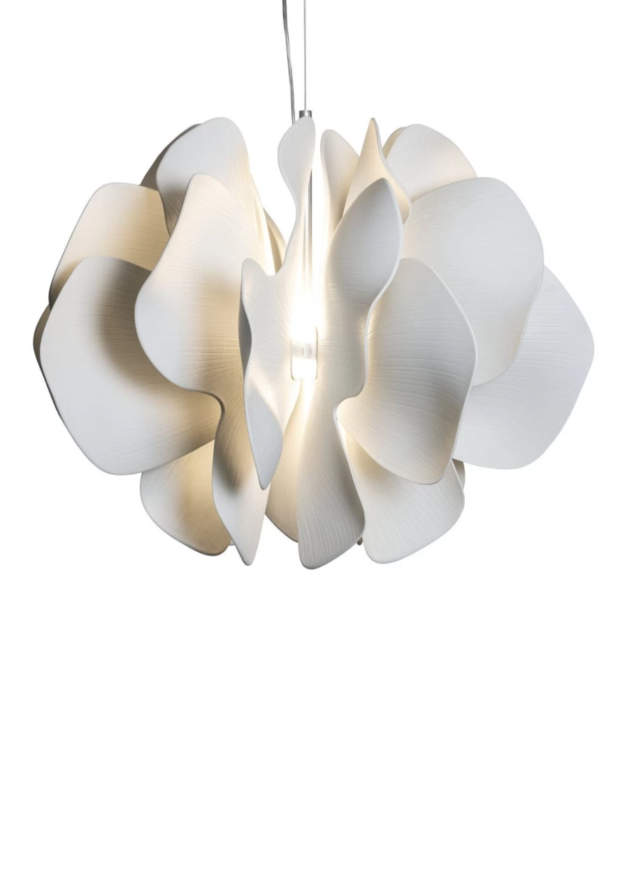 Lladró White Nightbloom Hanging Lamp 60cm | Elegant Ceiling Light Fixture