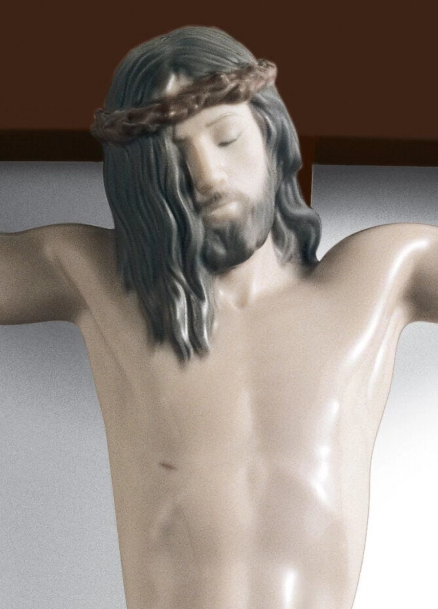 Lladró Our Saviour Crucifix Figurine - Handcrafted Porcelain Wall Art for Home Decor
